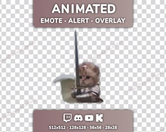 Kitten Knight Animated Emote · Cat With Sword Emoji · Twitch, Discord, Youtube, Kick · Viral TikTok Meme · Follow Alert · Stream Overlay
