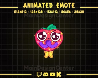 Sad Berry Animated Emote · Kawaii Strawberry Emoji · Crying Chat Emoticon · Twitch, Discord, Youtube, Kick · Streaming · Dog eyes · Upset