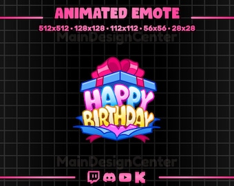 Happy Birthday · Animated Emote · Gift Party Emoji · Cheers Stream Overlay · Present Box GIF · Twitch, Discord, Kick, Youtube