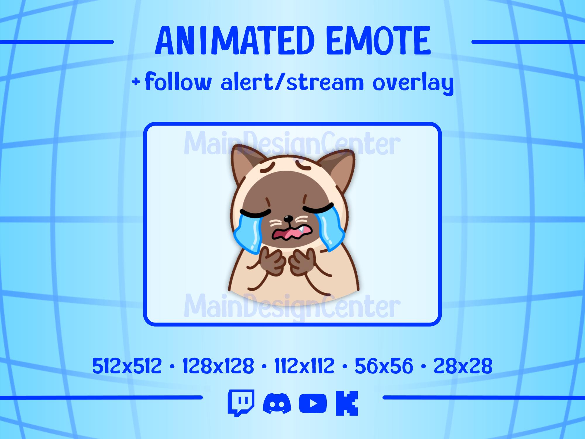 Crying Cat Animated Emote Follow Alert Stream Overlay Twitch, Discord ...