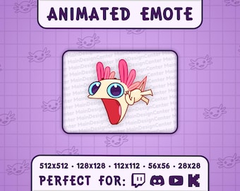 Shock Animated Emote · Funny Meme Axolotl Emoji · Twitch, Discord, Youtube, Kick · Open Mouth GIF