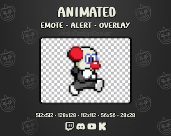 Running Clown - Meme Animated Emote - Funny Follow Alert - Pixel Stream Overlay - Twitch, Discord, Youtube, Kick
