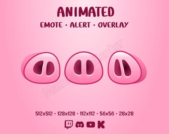 Sniff Pig Animated Emote Pink Stream Overlay Follow Alert Sniffing Nose Emoji Twitch, Discord, Kick, YouTube