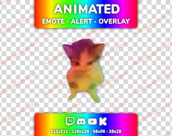 Rainbow Scuba Dancing Cat Chat & Stream Combo: Animated Emote, Follow Alert, Overlay Twitch, Discord, Youtube, Kick Colored GIF