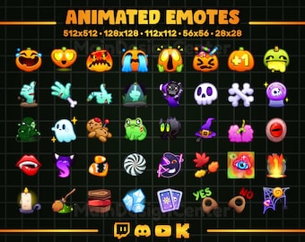 Spooky Animated Emotes · Cute Halloween Emoji · Twitch, Discord, YouTube, Kick · Stream Overlay · Chat Assets