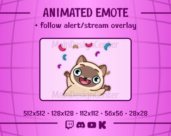 Celebration Cat Animated Emote Big Win Stream Overlay Follow Alert Twitch, Discord, YouTube, Kick Confetti Emoji Hype Final GIF