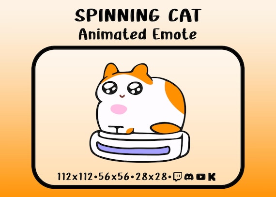 Spinning Cat · Animated Chat Emote · Twitch, Discord, Youtube, Kick · Streaming Emoticon · Funny Meme Cat · Colorful Dynamic Emote