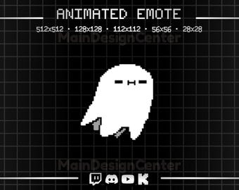 Cute Ghost · Animated Emote · Spooky Follow Alert · Halloween Stream Overlay · Holiday Meme Emoji · Twitch, Discord, YouTube, Kick · GIF