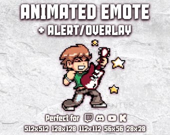 Rock Animated Emote Cool Boy Emoji Twitch, Discord, Kick, Youtube Follow Alert Streaming Assets Chat Hype Music Reaction