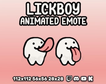 Emote animado de Lickboy · Emoji divertido y emocionante · Twitch, Discord, Kick, YouTube · Recursos para transmisiones en directo · Reacción de emoción en el chat