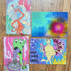 Lot de 4 cartes postales (10,5 cm x 14,8 cm)
