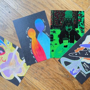 Lot de 4 cartes postales (10,5 cm x 14,8 cm)