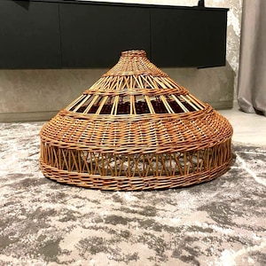 Wicker Pendant Light Natural Rattan Lampshade Wooden Pendant Light Rattan Lampshade Vintage Hanging Lamp