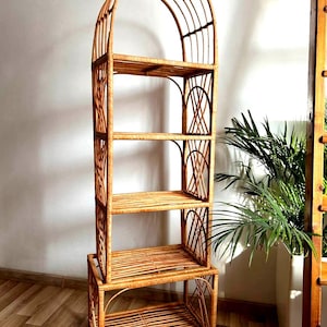 Wicker Shelf, 5 Shelves Planter, Arch Bookcase, Wicker Furniture Rattan Furniture, Shelving Unit, Bookshelf, Wicker storage