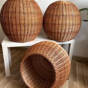 Handwoven Wicker Pendant Light Natural Rattan Lampshade (50cm | 19.7in) Wooden Pendant Light