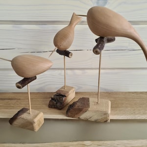 THREE little BIRDS Family Gift Wooden Birds Set Family Present Living Room Decoration Shelf Decor Trio Wooden Figure