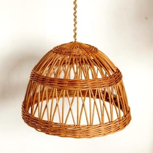 Wicker Pendant Light Natural Rattan Lampshade Wooden Pendant Light Rattan Lampshade Vintage Hanging Lamp
