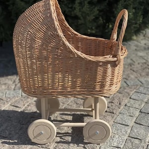 Natuurlijke rieten kinderwagen Rieten poppenwagen Natuurlijke rieten poppenwagen Poppenwagen Cadeau voor kinderen