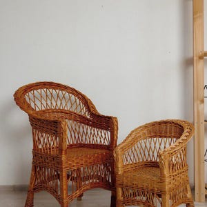 Wicker Furniture  Vintage Wicker Chair  Miniature Wicker Chair Rattan Mini Chair Whimsical Decor, Child Chair Boho Chair  Vintage Furniture