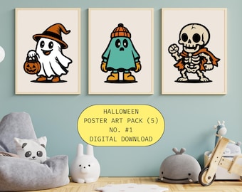 Pacote Digital de Halloween nº 1 | Download instantâneo | Impressão artística | Cartão postal | Decoração de festa | Arte de parede