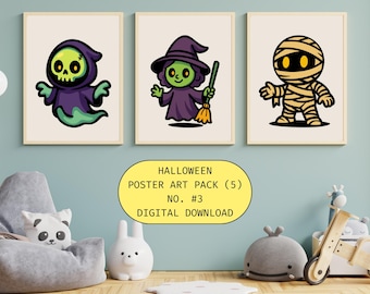 Pacote Digital de Halloween nº 3 | Download instantâneo | Impressão artística | Cartão postal | Decoração de festa | Arte de parede