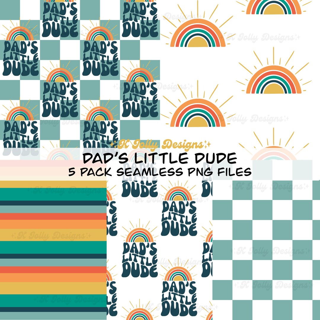 Father Son Pattern Dad’s Little Dude Seamless Pattern Bundle, Father’s Day Seamless Bundle ...