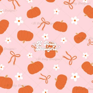 Fall Coquette Bow Seamless File, Pumpkin Seamless, Autumn Pattern, Fall Floral Pumpkin Pattern, Coquette Halloween Seamless Pattern