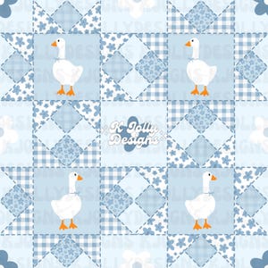 Padrão sem costura de ganso, patchwork de primavera sem costura, padrão sem costura de Páscoa, padrão sem costura desenhado à mão para uso comercial.