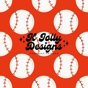 Baseball Seamless Pattern, Baseball Team Seamless, Red Baseball Team, T-ball Seamless File, Sports Seamless Pattern, Baseball Digital Paper