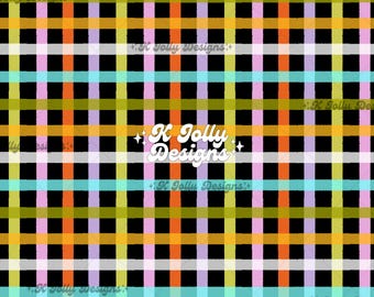 Plaid Halloween Coordinating Seamless Pattern, Preppy Halloween Seamless, Preppy Gingham Seamless, Girly Halloween Seamless Coord
