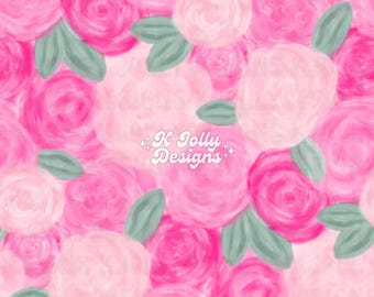 Pink Watercolor Floral Seamless Pattern, Pink Seamless Pattern, Spring Seamless Pattern, Bright Girly seamless file, Handdrawn seamless