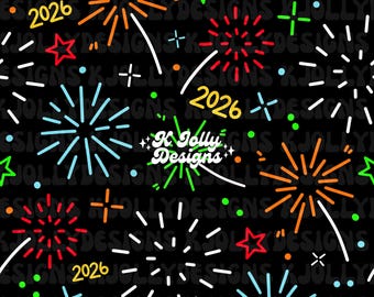 New Years Seamless Pattern, New Year Fireworks Seamless, 2026 Seamless File, Happy New Year Seamless, Boys New Years Pattern
