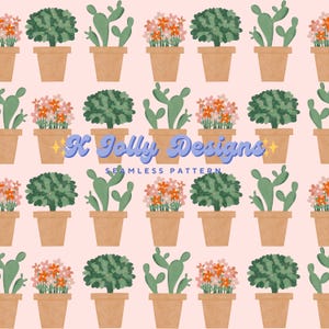 Succulent Plants Seamless Pattern File, Plant Lady Seamless, Plant Lover Seamless pattern, Succulent Digital Paper, Succulent Floral File