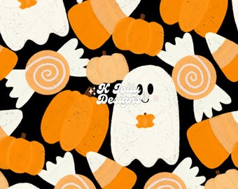 Motivo senza cuciture di Halloween, motivo senza cuciture "dolcetto o scherzetto", motivo di Halloween neutro, motivo senza cuciture di ottobre, motivo senza cuciture di zucca