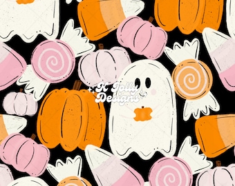 Halloween Seamless Pattern, trick or treat Seamless pattern, Cute Ghost Pattern, Girly Halloween, October Seamless, Pumpkin Seamless Pattern