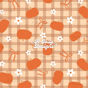 Fall Coquette Bow Seamless File, Pumpkin Seamless, Cozy Autumn Pattern, Fall Floral Pumpkin Pattern, Coquette Halloween Seamless Pattern