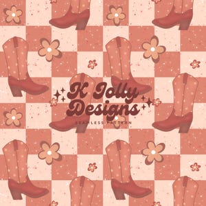 Western Cowgirl Seamless File, Cowgirl Boots Seamless pattern, Western Seamless Repeat Pattern, Girly Western Pattern for fabric