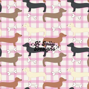 Wiener Dog Dachshund Seamless Pattern, Digital Instant Download, Dog Seamless File, Dachshund Dog Pattern, Cute Wiener Dogs