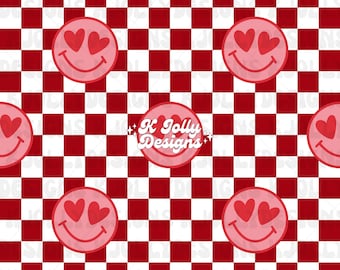 Valentines Seamless File, Girly Valentines Seamless, Happy Face Seamless, Valentines Coordinating Seamless, checkered Seamless file
