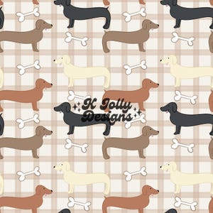 Wiener Dog Dachshund Seamless Pattern, Digital Instant Download, Dog Seamless File, Dachshund Dog Pattern, Cute Wiener Dogs