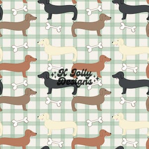 Wiener Dog Dachshund Seamless Pattern, Digital Instant Download, Dog Seamless File, Dachshund Dog Pattern, Cute Wiener Dogs