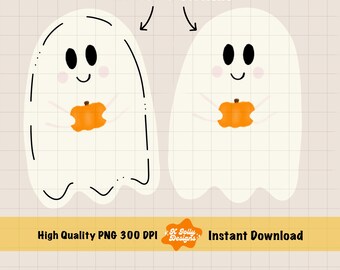 Ghost PNG file, Ghost Clipart, Halloween Pumpkin Ghost, Fall png, Pumpkin png, Halloween png