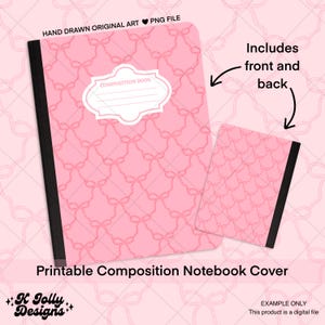 Printable Composition Notebook Cover png, Girly Composition Notebook, Back To School Notebook Cover, Printable Notebook Cover Sticker png