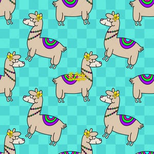 Llama Seamless Pattern, Cute Animal Pattern, Animal Girl Seamless Pattern, Llama sublimation digital paper