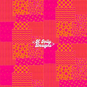 Patrón sin costuras Swim Safe Summer, archivo sin costuras Patchwork Maximalist, patrón sin costuras Bright Girly para uso comercial