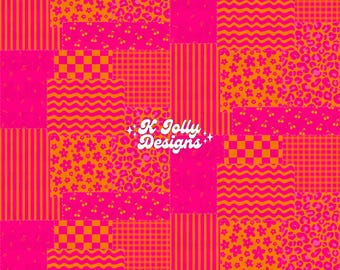 Swim Safe Summer Seamless Pattern, Patchwork Maximalist Seamless File, Bright Girly Seamless Pattern for commercial use