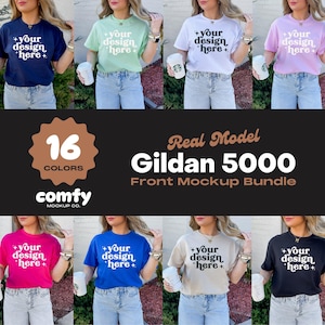 Gildan 5000 Real Model Mockup Bundle, G5000 Mock Up, Real Model Mock, Aesthetic G500 Mockup Bundle, Front Shirt Mockup Gildan T-shirt