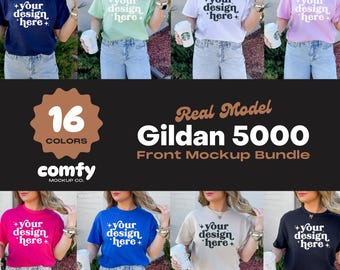 Gildan 5000 Real Model Mockup Bundle, G5000 Mock Up, Real Model Mock, Aesthetic G500 Mockup Bundle, Front Shirt Mockup Gildan T-shirt