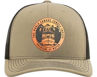 Jungle Cruise Leather Patch Trucker Hat Richardson 112 Disney Inspired Safari Adventure Cap