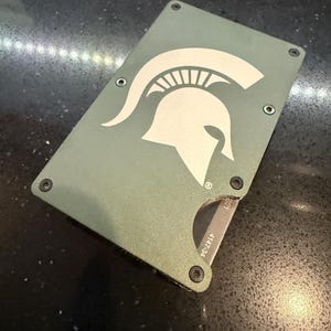Universidad Estatal de Michigan I Spartan I Cartera minimalista I Licencia oficial I Go Green I Spartans I East Lansing